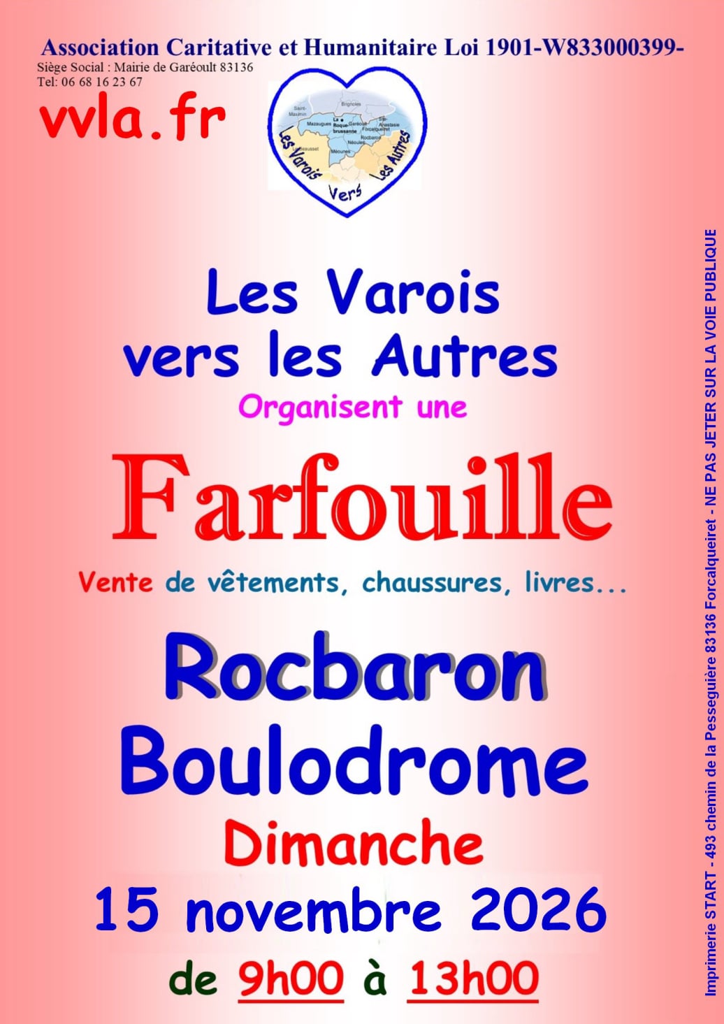 Farfouille caritative 15 novembre 2026 - Association Varois vers les autres